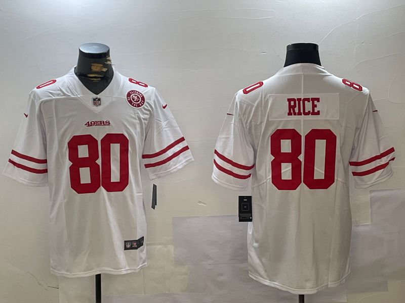 Men San Francisco 49ers 80 Rice White Second generations 2024 Nike Limited NFL Jersey style 2